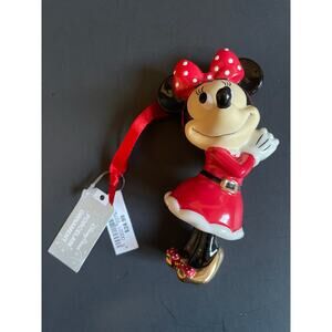 Disney Santa Suit Minnie Mouse Porcelain Bell Christmas Ornament Holiday 5" Tall